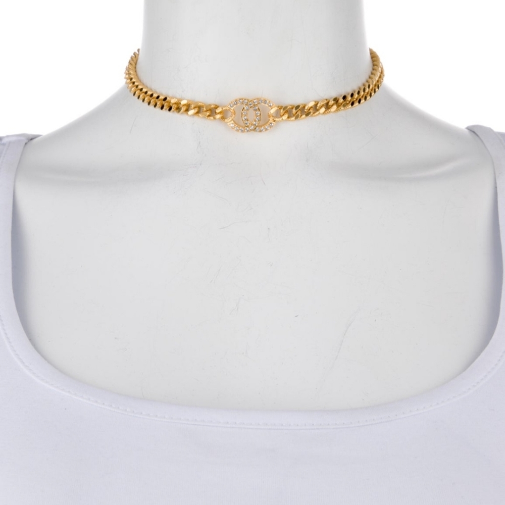 🆕️ Chanel CC Logo Gold &Strass Necklese - Picture 16 of 16